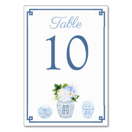 Ginger Jar Chinoiserie Chic Blue and White Wedding Tischnummer