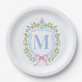 Ginger Jar & Christmas Berries Monogram Pappteller
