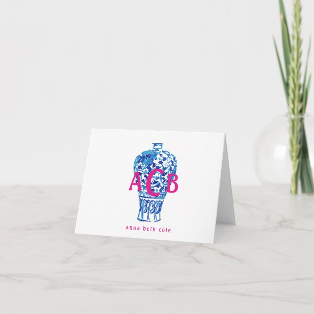 Ginger Jar Monogram Stationary Dankeskarte (Vorderseite)