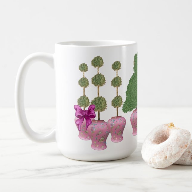 Ginger Jars Staffordshire Dogs Topiary Art Poster Kaffeetasse (Mit Donut)