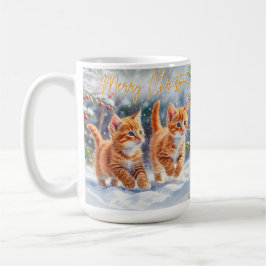 Ginger Kätzchen Niedliche Katzen in Schnee Frohe W Kaffeetasse