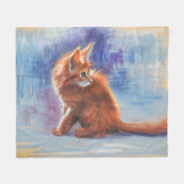 Ginger Kitten in Pastel Light Fleecedecke