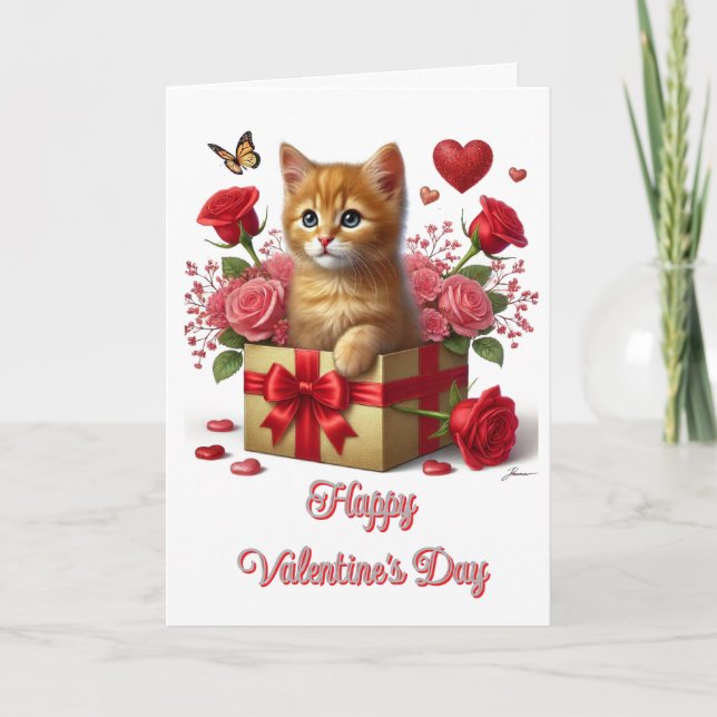 Ginger Kitten Valentinstag Karte (Vorderseite)