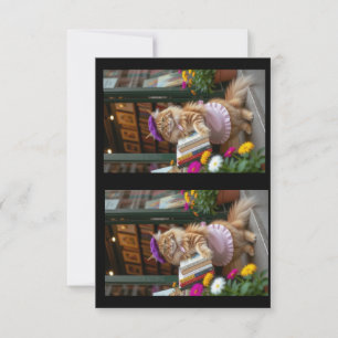 Ginger Kitty Selling Art Books Dankeskarte