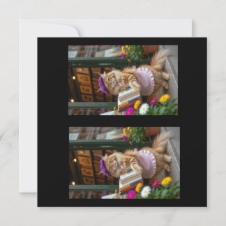 Ginger Kitty Selling Art Books Dankeskarte