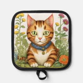 Ginger Kitty und Blume Topflappen