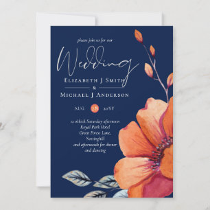 Ginger Navy Blauer Herbst Hochzeit im Herbst lädt  Einladung