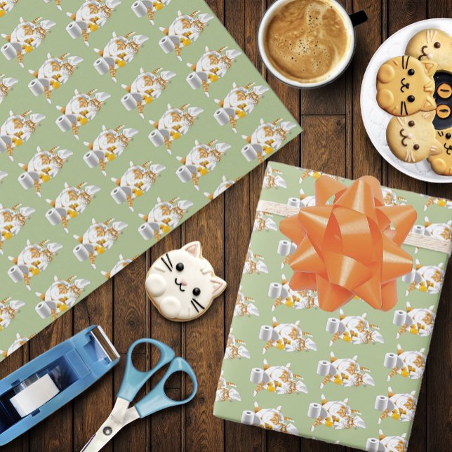Ginger Orange Cat Funny Toilet Paper Geschenkpapier (Von Creator hochgeladen)