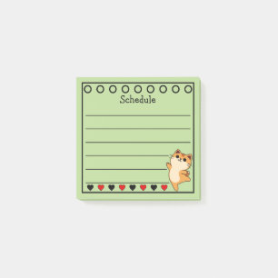 Ginger Orange Cat Schedule Green Post-it Klebezettel