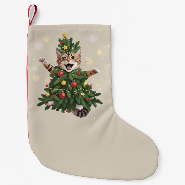 Ginger Orange Cat Weihnachtsbaum Niedlichen Weihna Kleiner Weihnachtsstrumpf (Vorderseite)