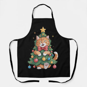 Ginger Orange Cat Weihnachtsbaum Niedlichen Weihna Schürze
