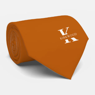 Ginger Orange Elegant Monogram + Name beidseitig Krawatte