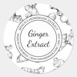 Ginger Root Extract Sketch Modern Label Runder Aufkleber