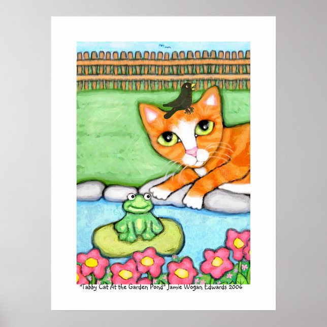 Ginger Tabby Cat By the Pond Poster (Vorne)