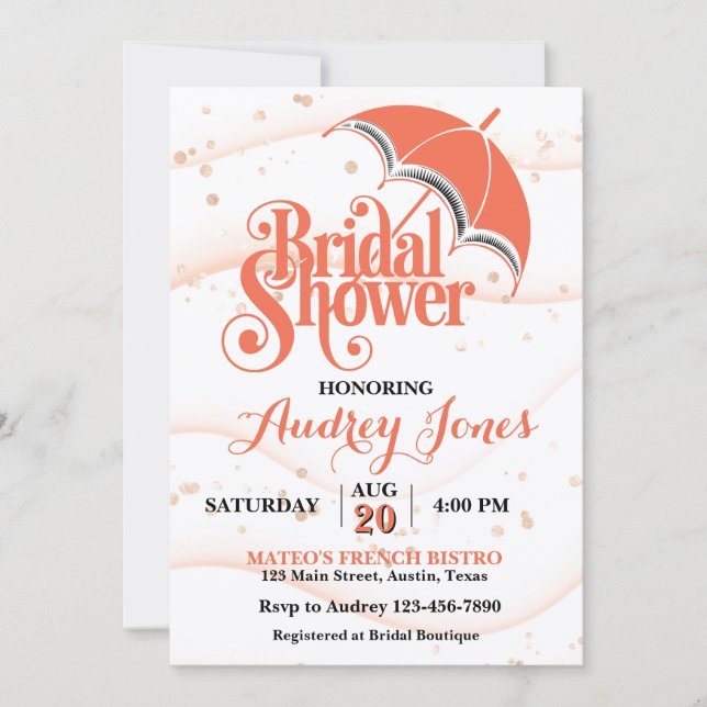 Ginger Umbrella Bridal Shower Invitation (Devant)