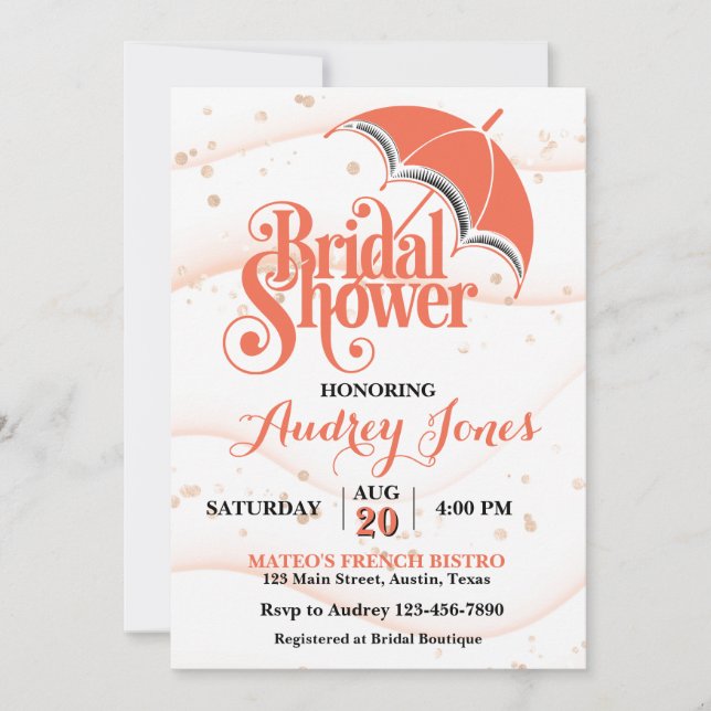 Ginger Umbrella Bridal Shower Invitation Einladung (Vorderseite)