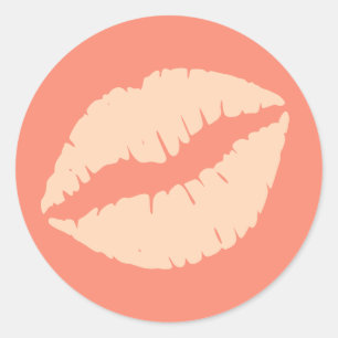 Ginger und Peach Puff Lipstick Print Runder Aufkleber