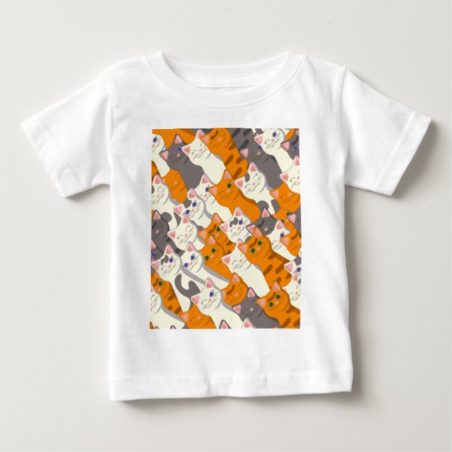 Ginger Weiße Katze Diagonalmuster Baby T-shirt (Vorderseite)