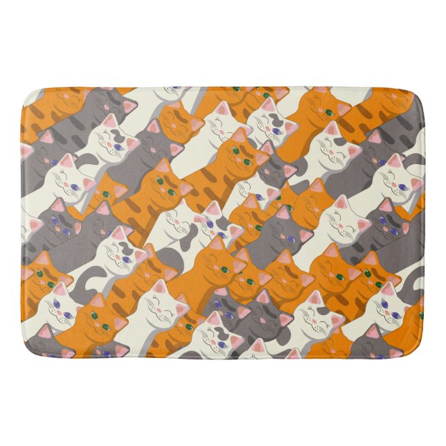 Ginger Weiße Katze Diagonalmuster Badematte (Vorderseite)