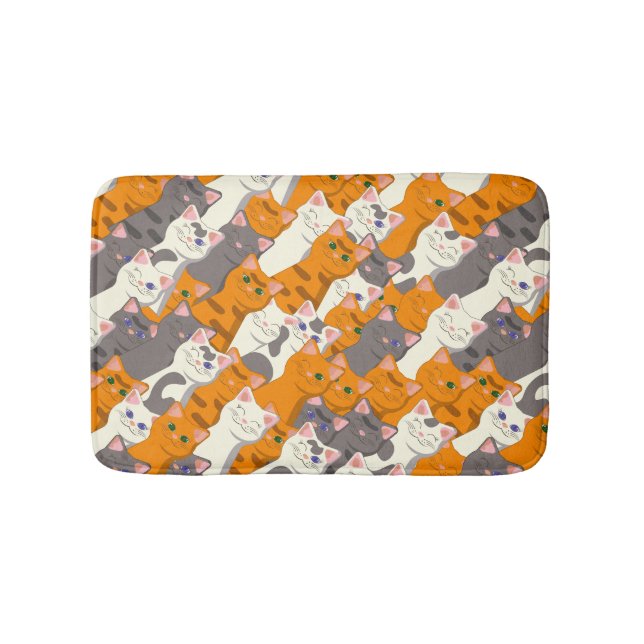 Ginger Weiße Katze Diagonalmuster Badematte (Vorderseite)