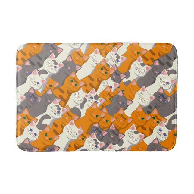 Ginger Weiße Katze Diagonalmuster Badematte (Vorderseite)
