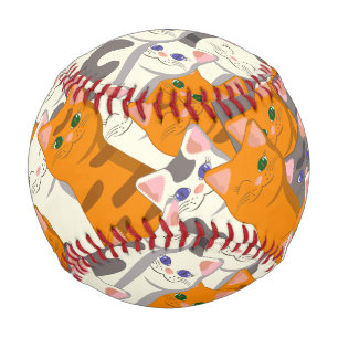 Ginger Weiße Katze Diagonalmuster Baseball