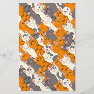 Ginger Weiße Katze Diagonalmuster Briefpapier