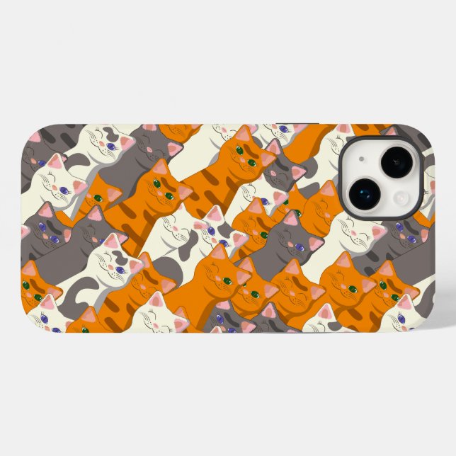Ginger Weiße Katze Diagonalmuster Case-Mate iPhone 14 Plus Hülle (Rückseite (Horizontal))