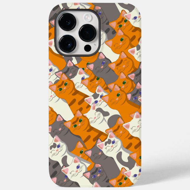 Ginger Weiße Katze Diagonalmuster Case-Mate iPhone 14 Pro Max Hülle (Rückseite)