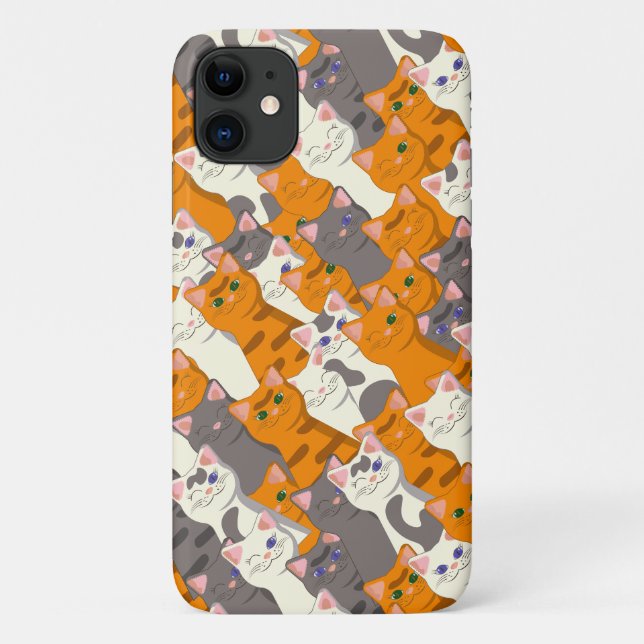 Ginger Weiße Katze Diagonalmuster Case-Mate iPhone Hülle (Rückseite)