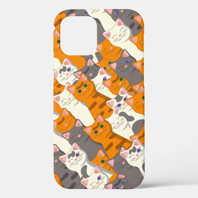 Ginger Weiße Katze Diagonalmuster Case-Mate iPhone Hülle (Rückseite)