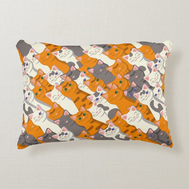 Ginger Weiße Katze Diagonalmuster Dekokissen (Vorderseite)