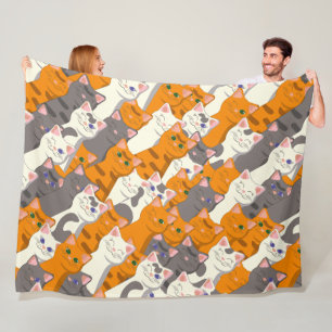 Ginger Weiße Katze Diagonalmuster Fleecedecke