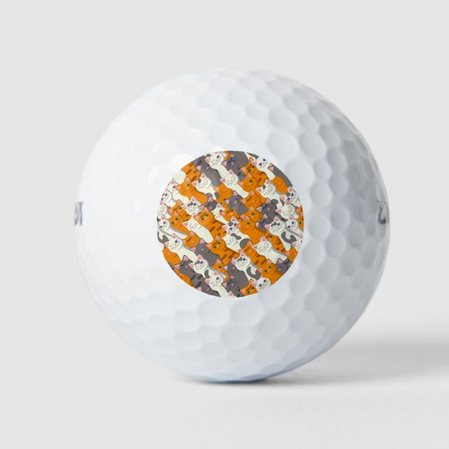 Ginger Weiße Katze Diagonalmuster Golfball (Vorderseite)