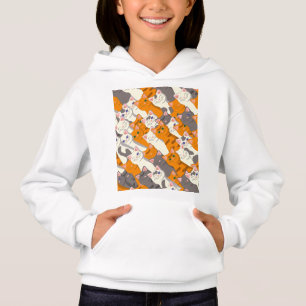 Ginger Weiße Katze Diagonalmuster Hoodie