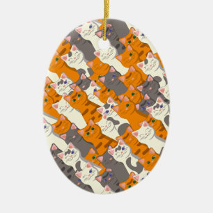 Ginger Weiße Katze Diagonalmuster Keramik Ornament