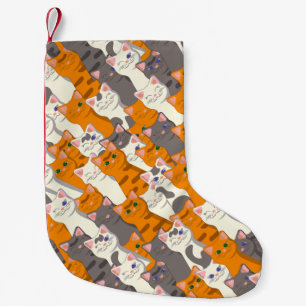 Ginger Weiße Katze Diagonalmuster Kleiner Weihnachtsstrumpf