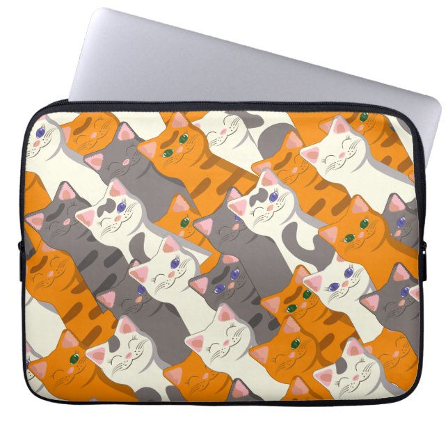 Ginger Weiße Katze Diagonalmuster Laptopschutzhülle (Vorderseite)
