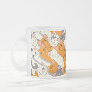 Ginger Weiße Katze Diagonalmuster Mattglastasse