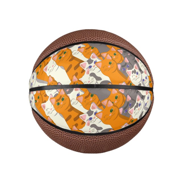 Ginger Weiße Katze Diagonalmuster Mini Basketball (Vorderseite)