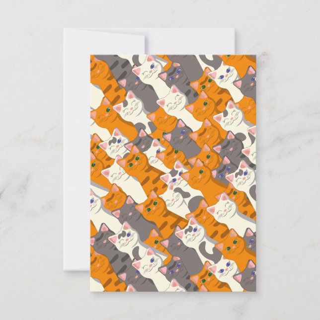 Ginger Weiße Katze Diagonalmuster Mitteilungskarte (Vorderseite)