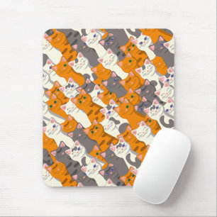 Ginger Weiße Katze Diagonalmuster Mousepad
