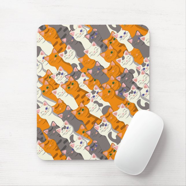 Ginger Weiße Katze Diagonalmuster Mousepad (Mit Mouse)