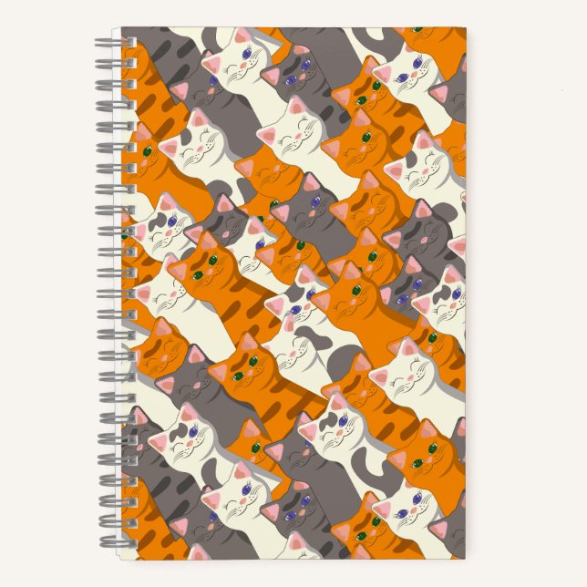 Ginger Weiße Katze Diagonalmuster Notizbuch (Vorderseite)