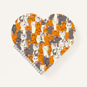 Ginger Weiße Katze Diagonalmuster Notizbuch