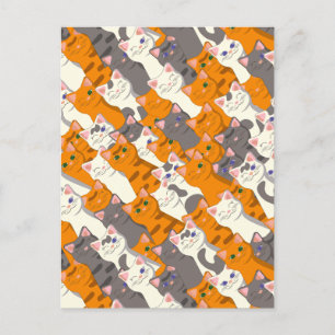 Ginger Weiße Katze Diagonalmuster Postkarte
