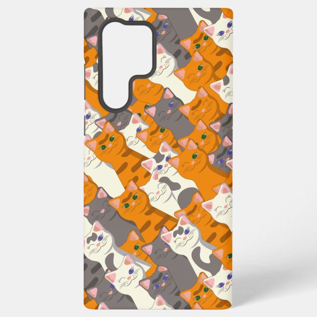 Ginger Weiße Katze Diagonalmuster Samsung Galaxy Hülle (Rückseite)