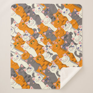 Ginger Weiße Katze Diagonalmuster Sherpadecke