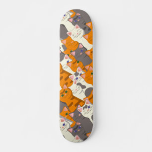 Ginger Weiße Katze Diagonalmuster Skateboard