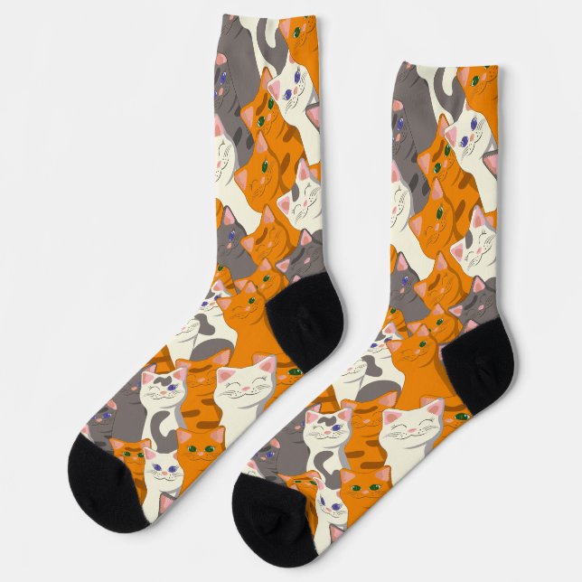 Ginger Weiße Katze Diagonalmuster Socken (Linkes Detail)